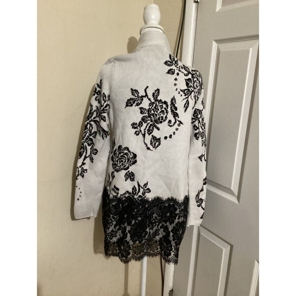 Chicos Jacket Womens S Floral Lace Open Front Cardigan Sweater Boho Chic - Picture 3 of 5